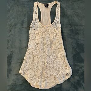 Rue21 Cream Lace & Sequin Tank Top